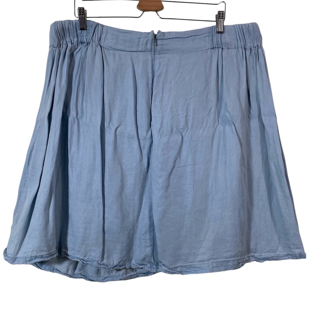 torrid Skirt Plus Size 22 Lace Up Mini Light Blue Chambray Denim Color Stretchy - Picture 11 of 15